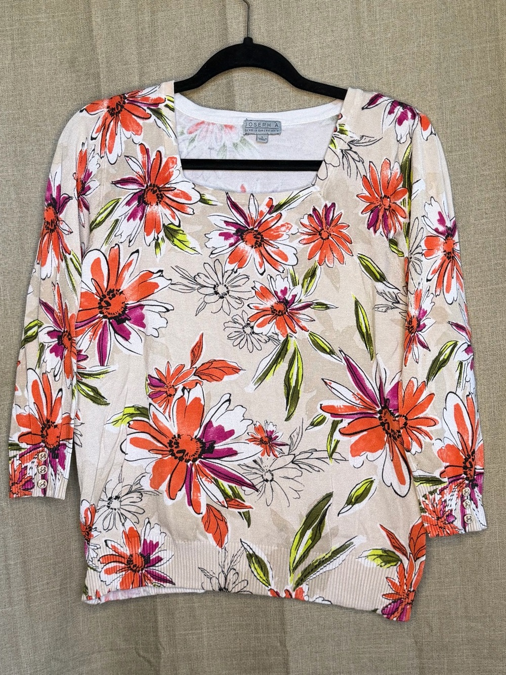 Joseph A. Floral Lightweight Sweater Top